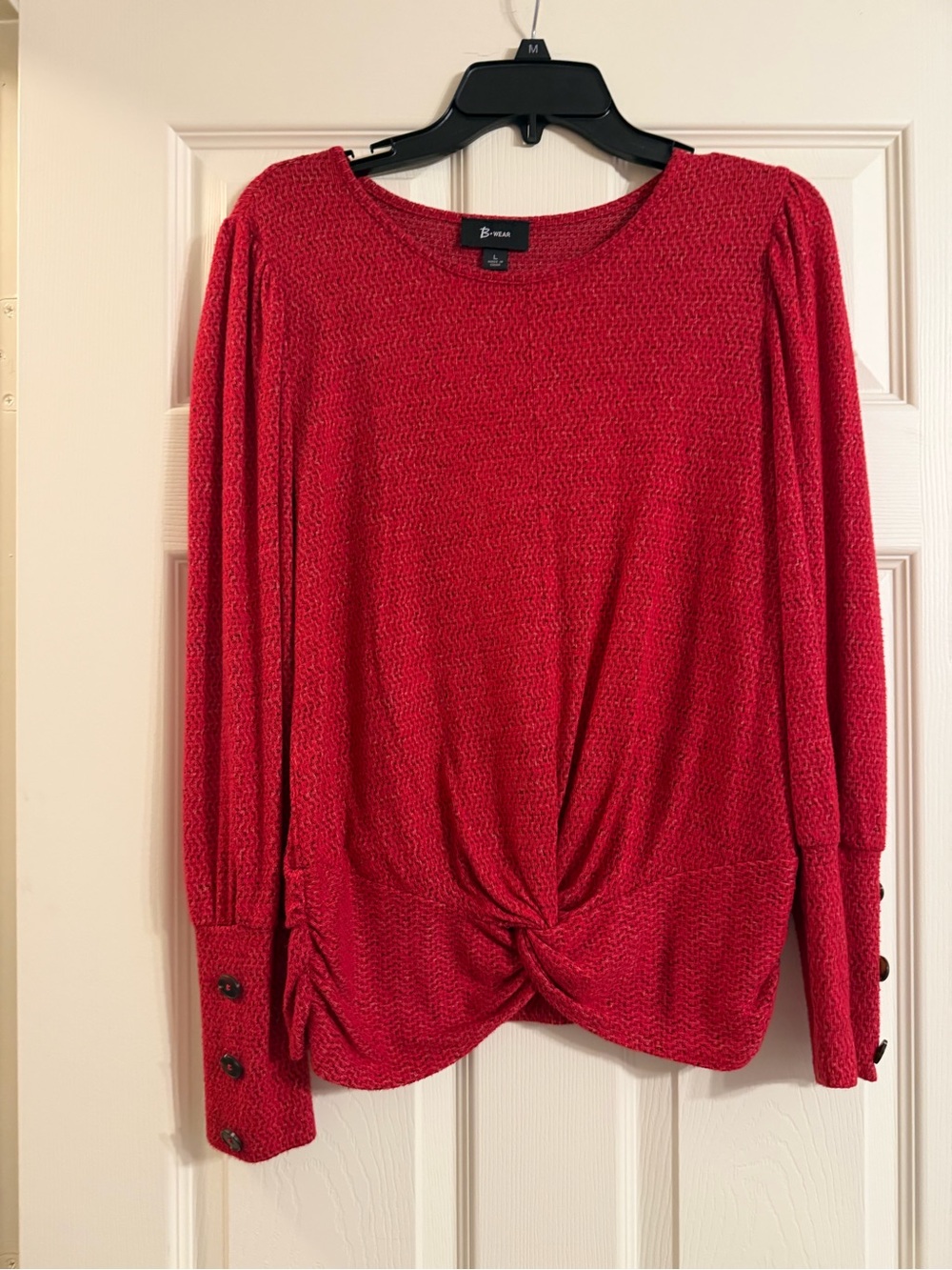 Bwear Red Long-Sleeve Twist Hem Top